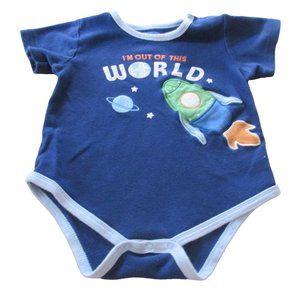 Bon Bébé One Piece Onesie Boy Size 24M Navy Blue Out of this‎ World Short Sleeve
